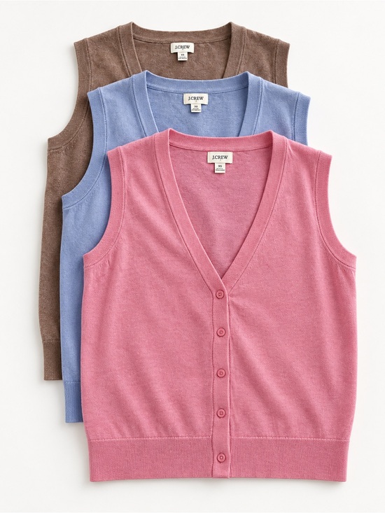 J. Crew Sweaters - J. Crew bundle Women’s V-Neck Button Front Sweater Vest - Pink, blue and brown